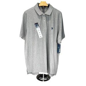 Mens U.S. Polo Assn. Heather Gray Performance Pique Polo Shirt XL